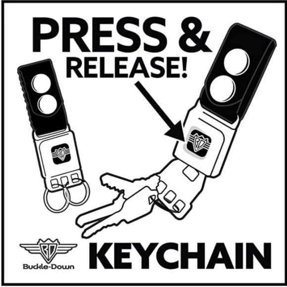 Marvel Logo Mini Seatbelt Keychain Clip Belt Loop Key Holder - Picture 3 of 7